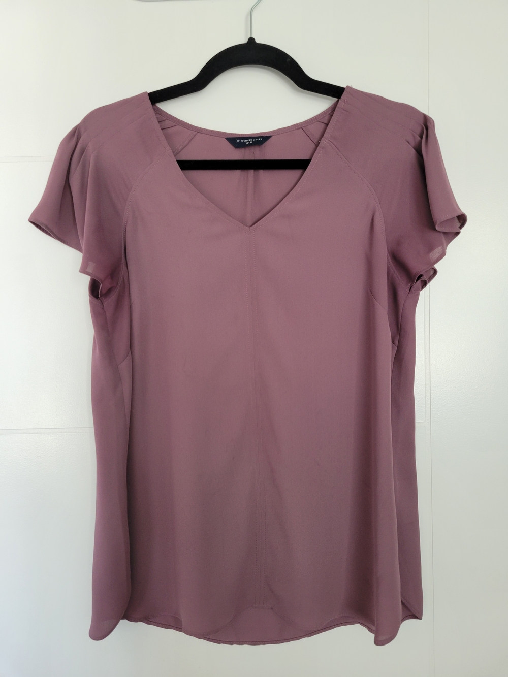 Denver Hayes Purple V-Neck Flutter Sleeve Blouse
